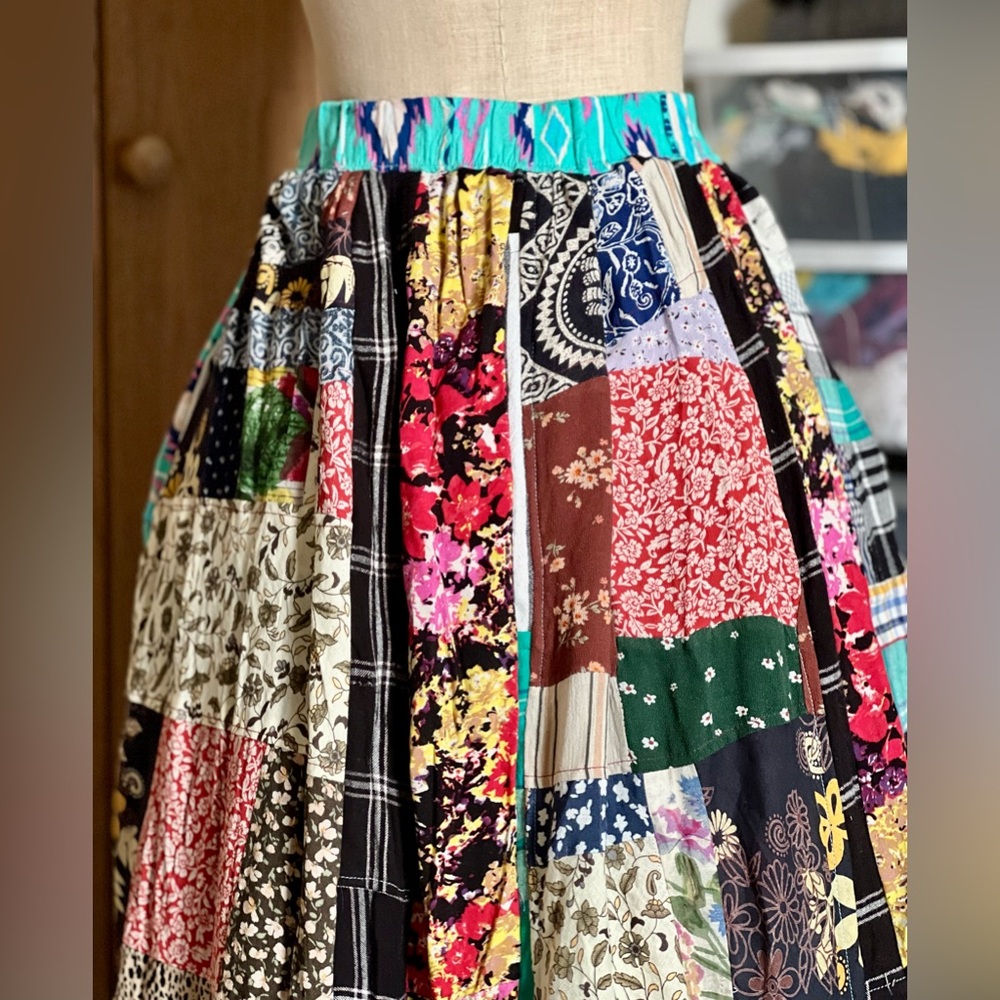Vibrant Patchwork A-Line Skirt - image 1